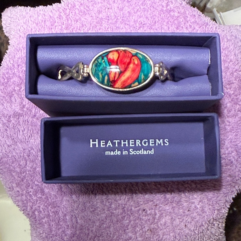 HeatherGems Silver Bracelet with Multicolor Stone